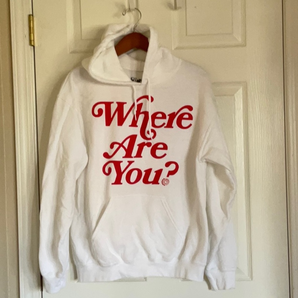 Blink-182 2023 Tour "Where Are You?" White with Red Lettering Hoodie